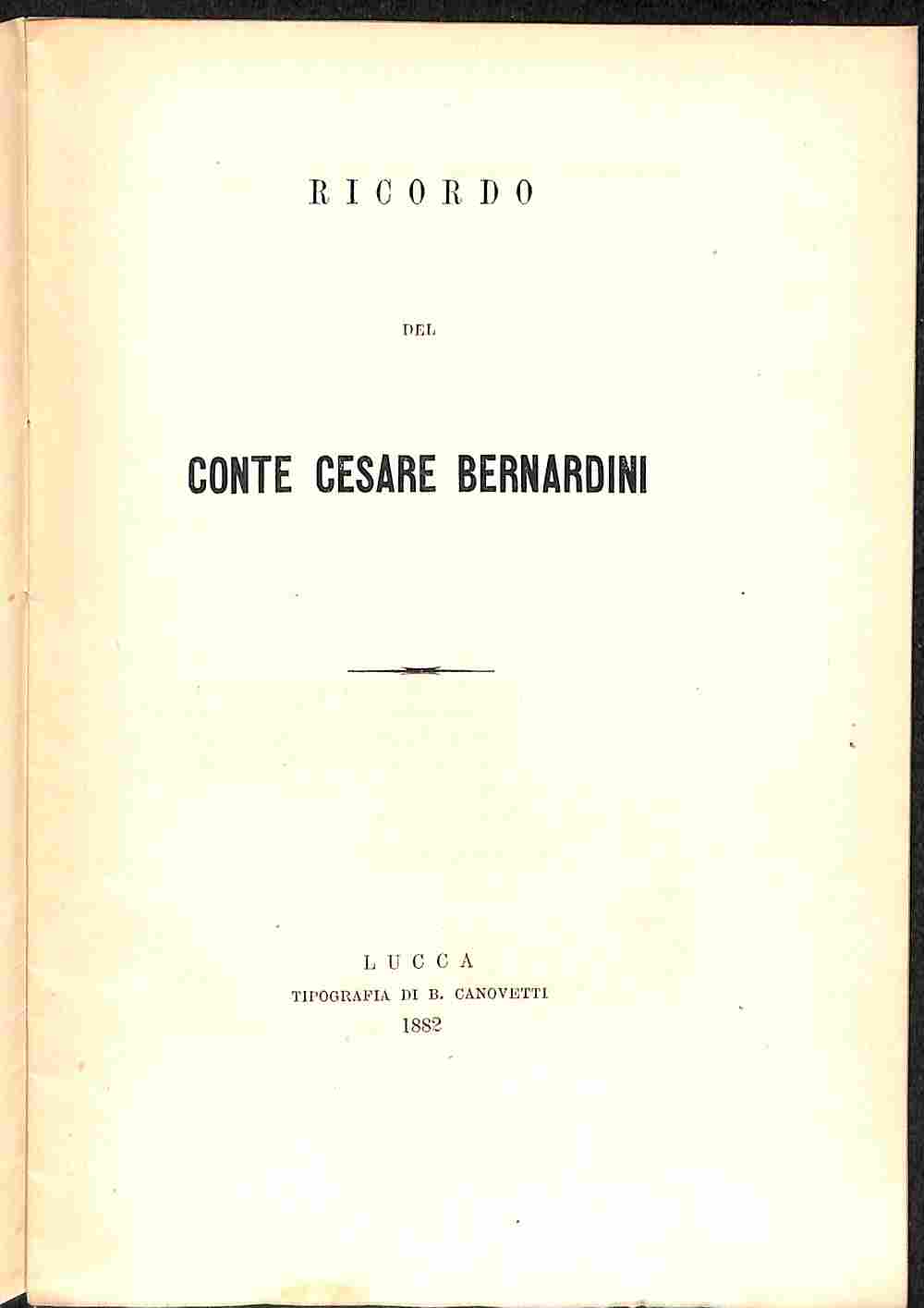 Ricordo del Conte Cesare Bernardini